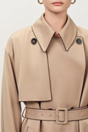 Anjea Wendemantel Doppelreihiger Trenchcoat aus Acetat-Woll-Mischung