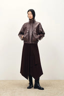 Scarlett Batwing Cropped Jacket in Crinkled Vegan Leather