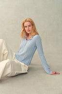 Barbara Scalloped Long Sleeve Top in Premium Cotton Knit