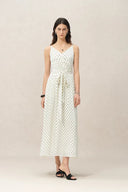 Luna Polka Dot Tie Dress in Mulberry Silk