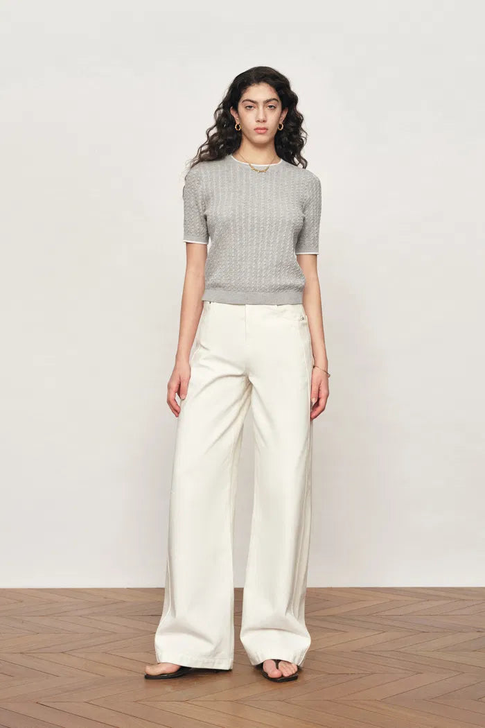 Clara Short Sleeve Top in Cotton Cable Knit