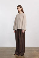 Sonia Asymmetrical Hem Sweater in Merino Wool Knit