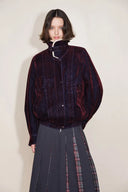 Veronica Kunstpelzkragen Steppjacke aus Geflocktem Denim