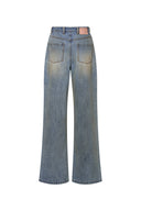 Jeans Rhea Desgastados en Denim de Algodón