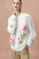 Rhoeadine 3D Jacquard Embroidered Sweater in Alpaca Wool
