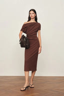 Hazel Asymmetric One Shoulder Dress in Cotton Blend