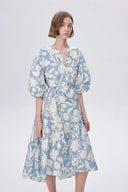 Abito Flora con Maniche a Sbuffo Cadenti