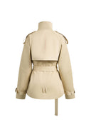 Sienna Convertible Belted Cropped Trench Coat In Lightweight Cotton