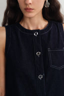 Cecilia Sleeveless Dress in Raw Denim