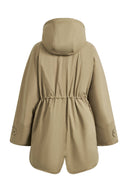 Casey Hooded Drawstring Lightweight Down Jacket in Crinkle Cotton Blend