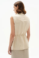 Ionia Cinched Waist Drawstring Vest in Silk Linen
