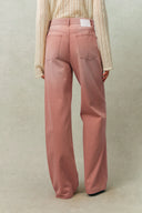 Delphine Roze Jeans met Ruches aan de Zoom in Katoen Denim