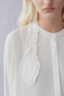 Faustine Bluse mit abnehmbarem Schleifenkragen aus Seiden-Georgette