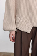 Sonia Asymmetrical Hem Sweater in Merino Wool Knit