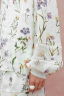Perla Handbemalte Flora Bluse und Shorts im Set aus Tencel-Ramie