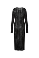 black long sleeve crochet dress Long Sleeve Tie Open Back Mini Bodycon Dress In Black Crochet Knit | EGO US