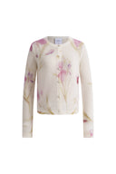 Irida Iris and Lily Print Knit Cardigan in Merino-Mohair Blend