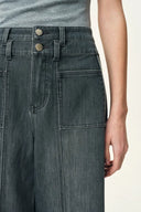 Moss Smoky Grey 3D Wide Leg Jeans in Micro Stretchy Denim