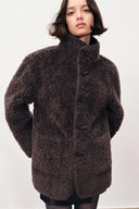 Lene Reversible Faux Fur and Leather Jacket in Merino Wool Teddy