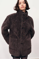 Lene Reversible Faux Fur and Leather Jacket in Merino Wool Teddy