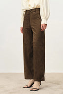 Pantalones Deportivos Lene de Pierna Recta en Imitación Ante