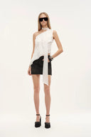 Veil Multilayered Ruffle Top in Sequin Mesh