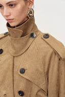 Trench-coat Astrid à épaulettes amovibles en suédine synthétique