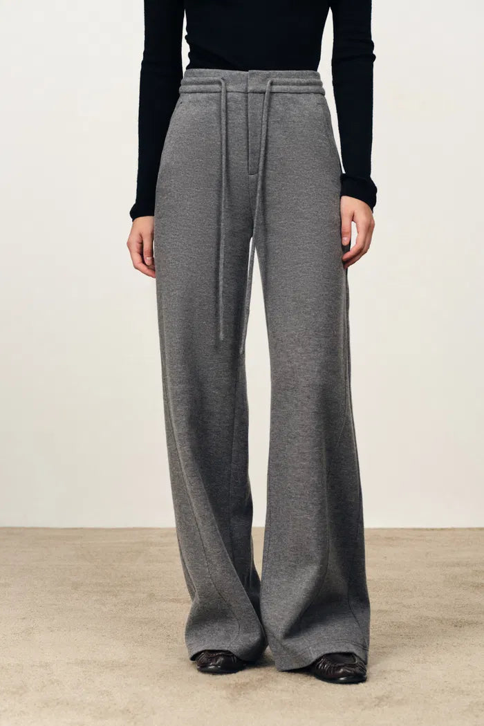 Reese Baggy Wide Leg Casual Pants in Merino Wool