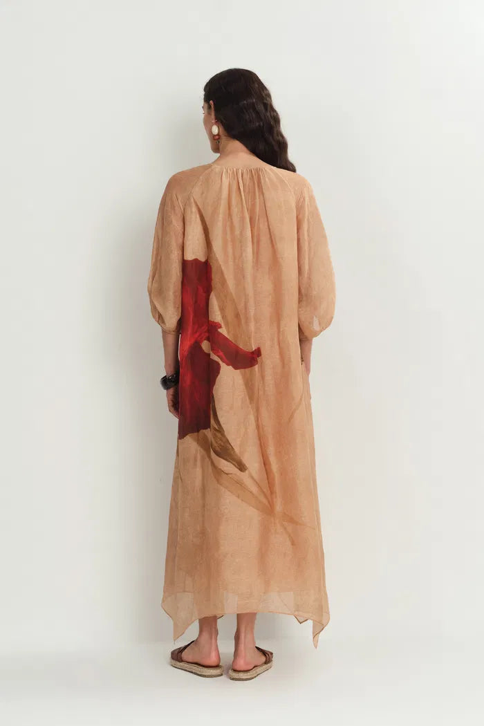 Mia Flora Print Dress in Silk-Linen