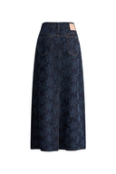 Ari Flora Maxi Skirt in Cotton Jacquard Denim