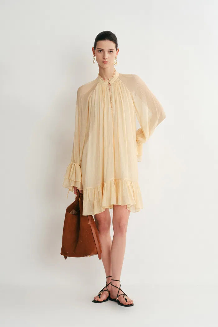 Wendy Ruffle Dress in Silk Crepe
