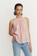 Top Camisole Rose à Col Halter Leah en Lyocell