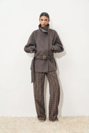 Dublin Belted Low Waist Cropped Coat in Wool Blend