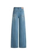 Raven Side Seams Wide Leg Jeans in Lightweight Cotton Denim