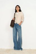 Eleanor Jeans mit geradem Bein und Kristallverzierung aus Baumwoll-Denim