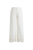 Kyra Embroidery Cropped Pants in Stretchy Cotton Blend