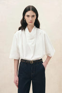 Maglia Atlanta con collo a scialle in cotone