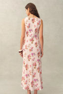Fraye Floral Cowl Neck Sleeveless Dress in Silk Double Crepe