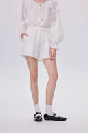 Bea Embroidered Blouse and Shorts Set in Silk Cotton Blend