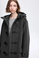 Nara Hand-Finished Horn Button Coat in Wool Melton