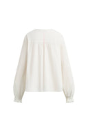 Crepus Striped Fringe-Tie French Shirt In Cotton Jacquard