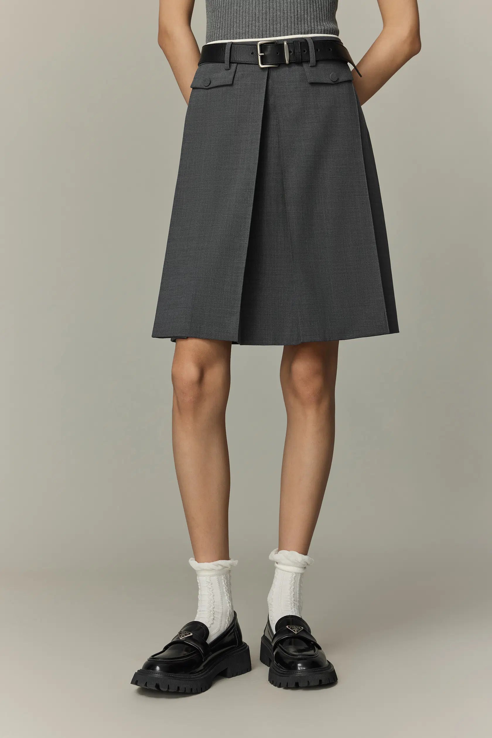 Aurora Pleated Skort Fine Wool Blend