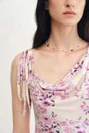 Vestido Flora con cuello drapeado asimétrico Alice en crepé de seda de morera