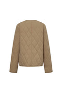 Olivia Khaki Cropped Lightweight Puffer Jacket in High-Density Water-Repellent Fabric