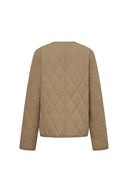 Olivia Khaki Cropped Lightweight Puffer Jacket in High-Density Water-Repellent Fabric