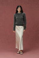 Violet Crystal Embellishment Collar Sweater in Alpaca Blend