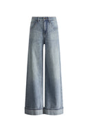 Emerie Straight Wide Leg Jeans in Cotton Denim