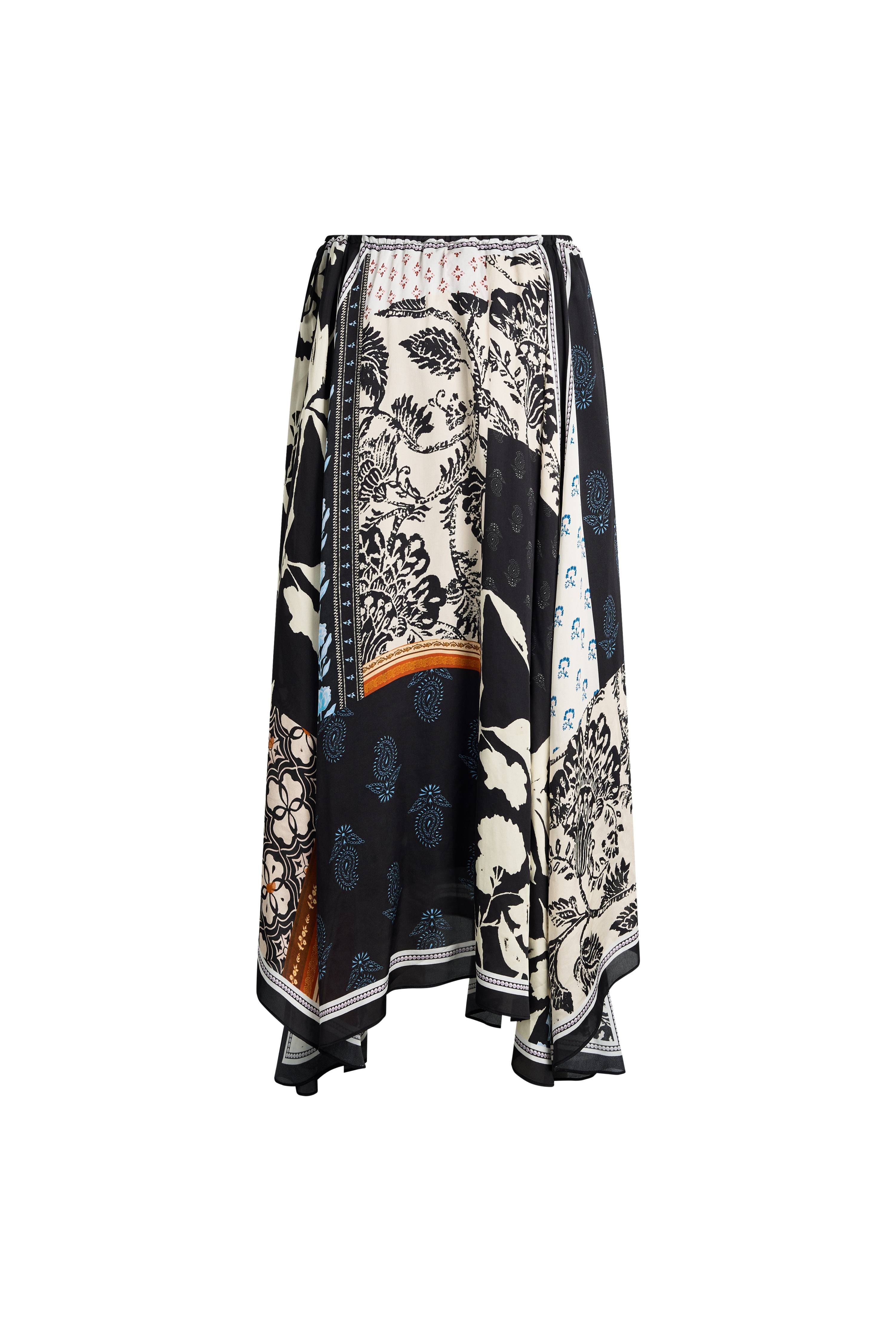 即発新品4y Dress skirt and its printed scarf Eileen Scarf Panel Skirt in Viscose – fbrq.com