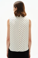 Top sans manches Elen à col halter à pois en soie mûrier