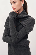 Pull en laine avec écharpe amovible Classon en mérinos-cachemire maille fine